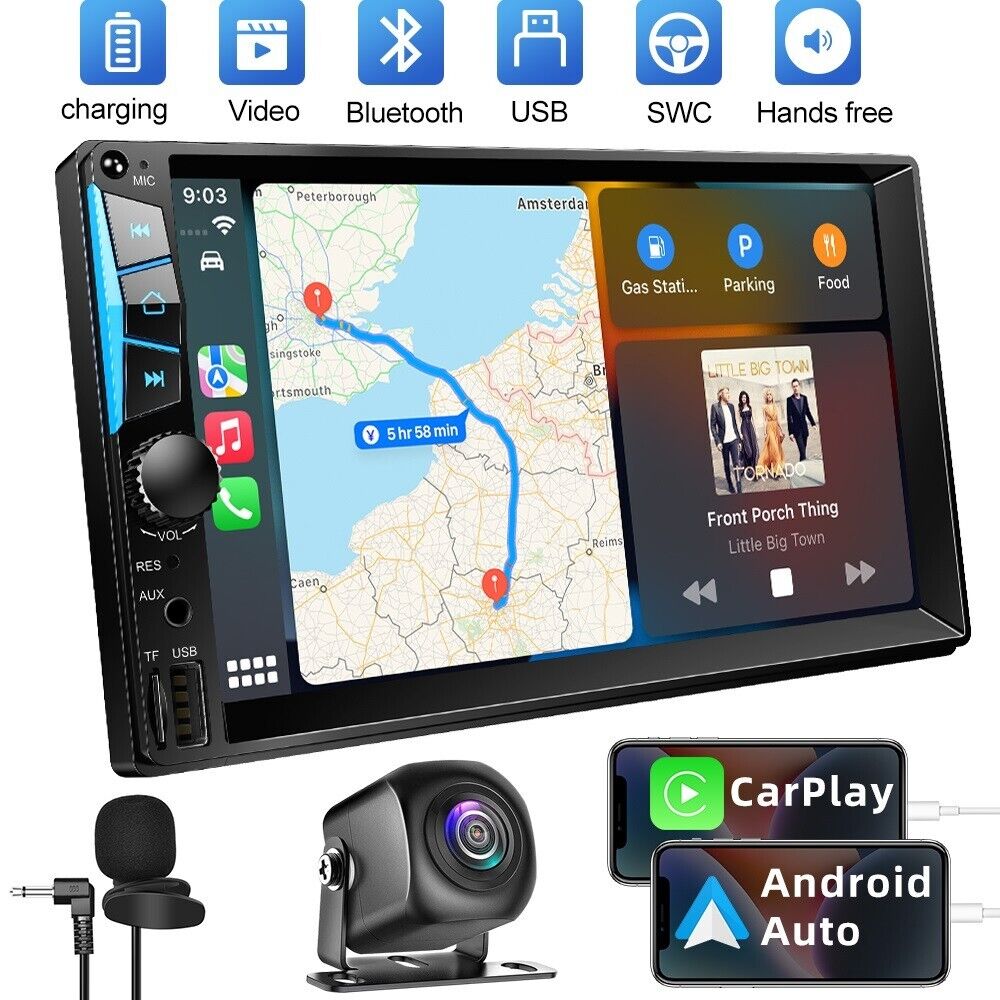 Double Din Car Stereo for Wireless Apple Carplay&Android Auto,7Inch Touch Screen