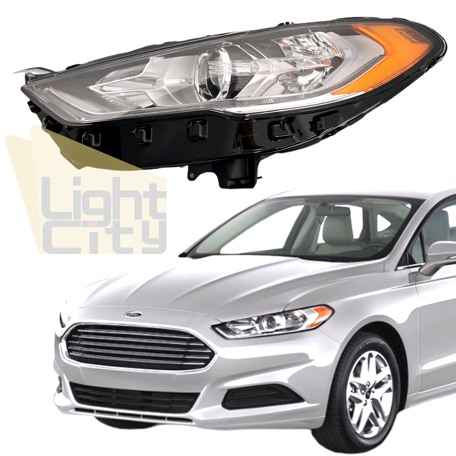 For 2017-2020 Ford Fusion Driver Side Halogen Headlight with Bulbs (LED DRL) LH