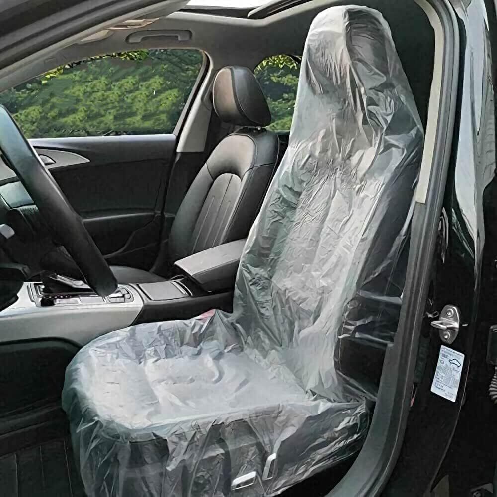 100PCS Disposable Plastic Car Seat Covers Waterproof Transparent Seat Protective