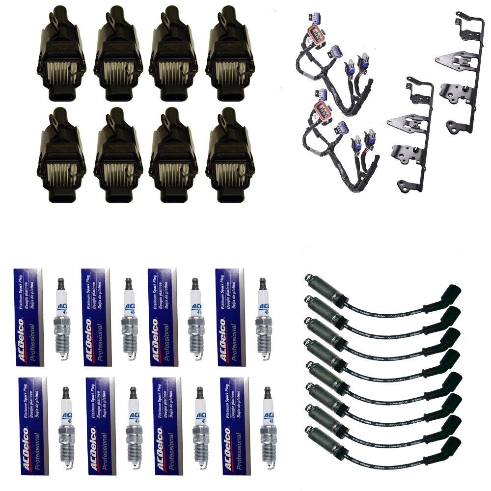 OEM Pack (8 Ignotion Coils +8 Spark Plugs +8 Wires + 2 Brackets & Harness)