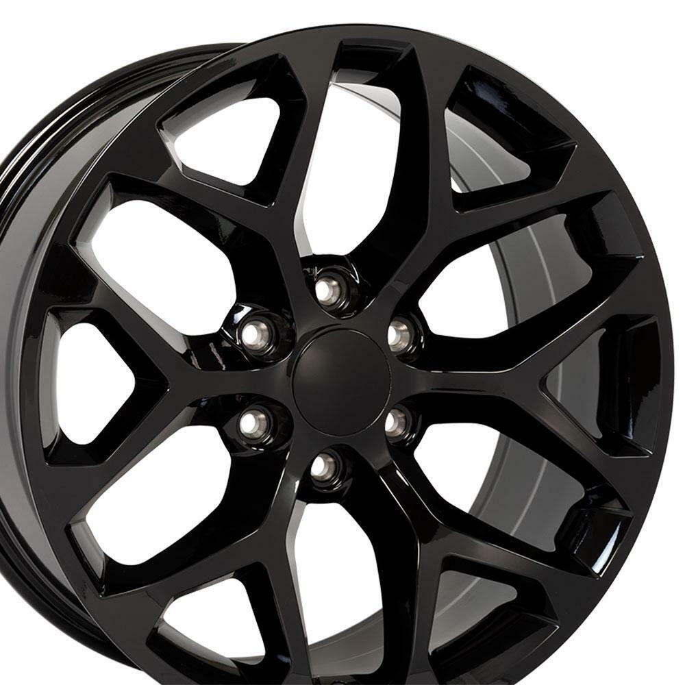 22 in Gloss Black 5668 Wheels SET Fit Chevy & GMC Snowflake Rims