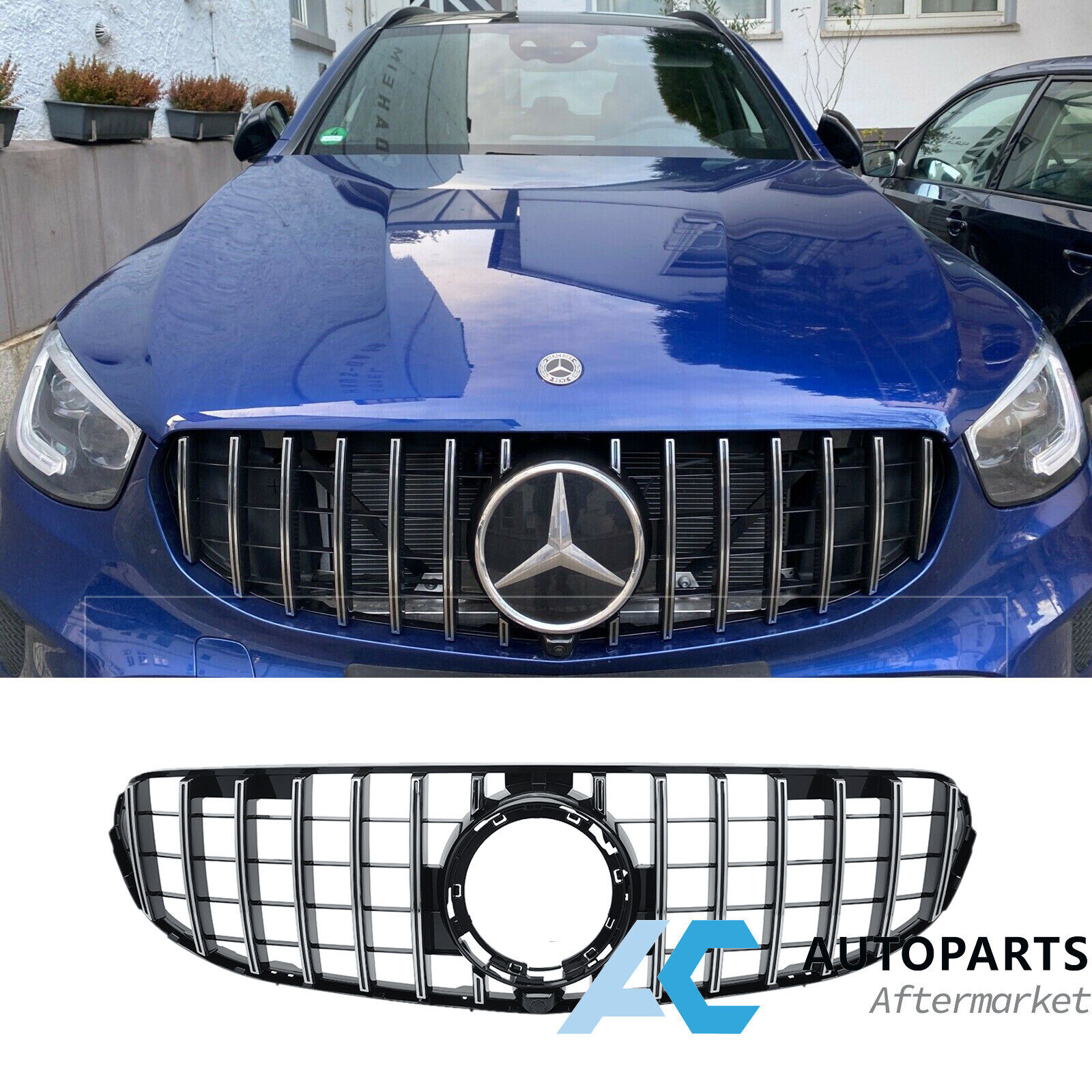 Chrome GT Grill Front Bumper Grilles for Mercedes-Benz X253 2020- GLC 300