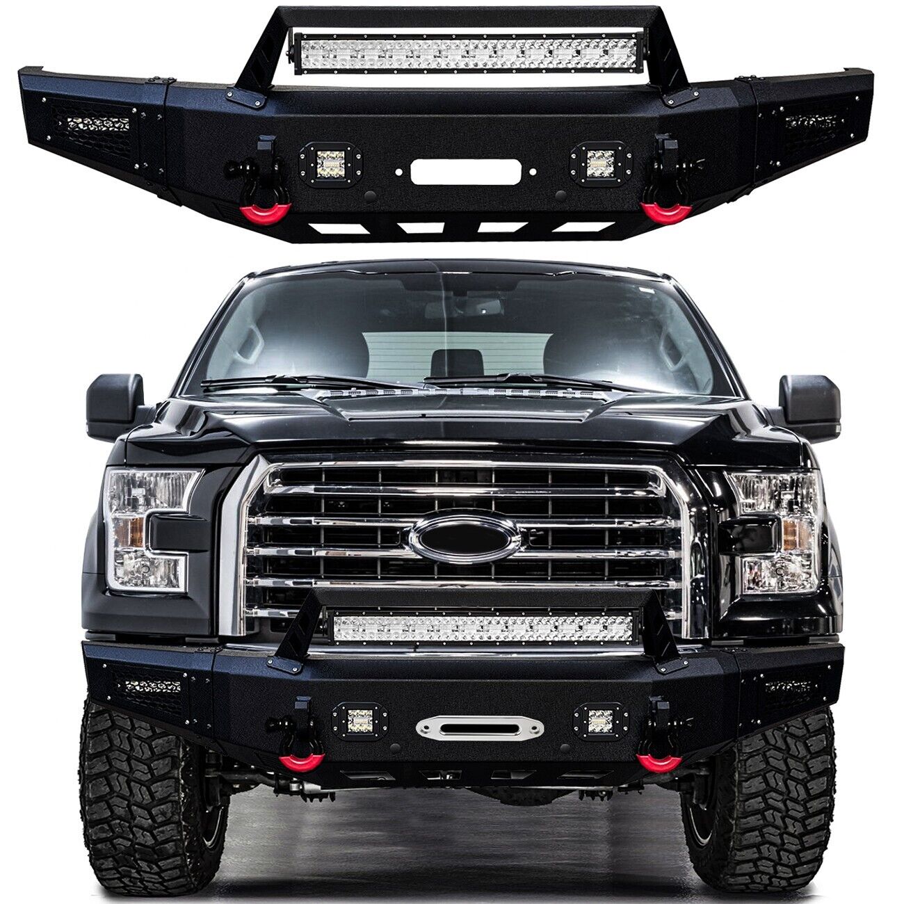Vijay Fits Ford F150 2015-2017 New Assembly Steel Front Bumper with 5xLight