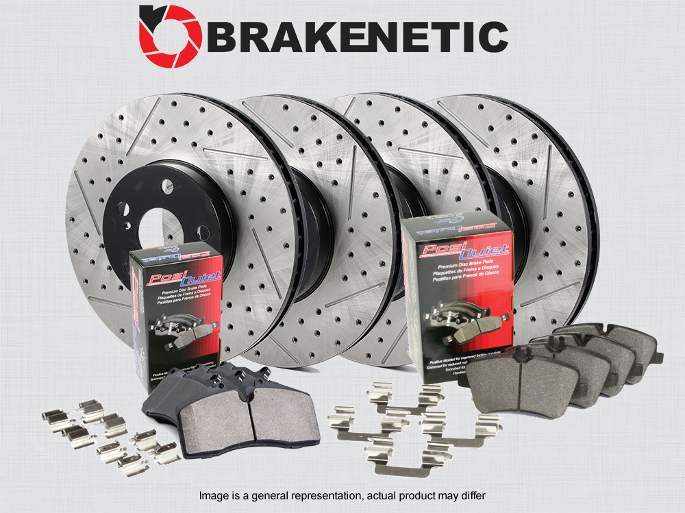 F&R BRAKENETIC Premium Drill Slot Brake Rotors + Posi Pads BPK94339