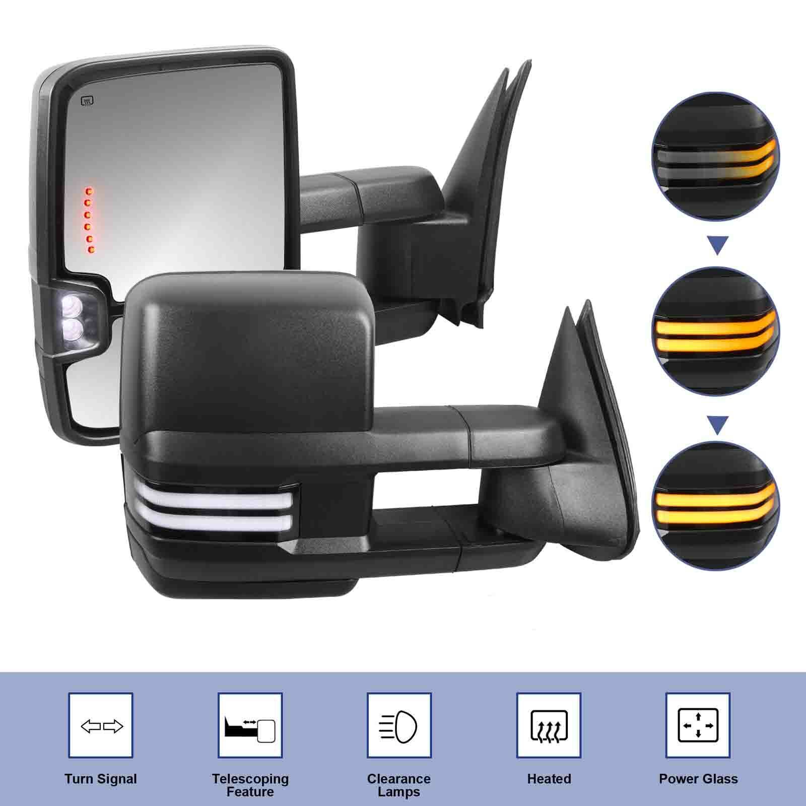 Pair Tow Mirror For 2015-2018 GMC Chevrolet 1500 2500HD 3500HD Power Heated