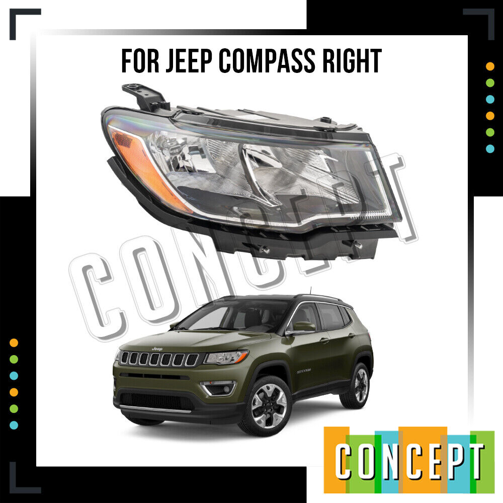 For 2017 2018 2019 2020 Jeep Compass Headlight Halogen Right / Passenger Side