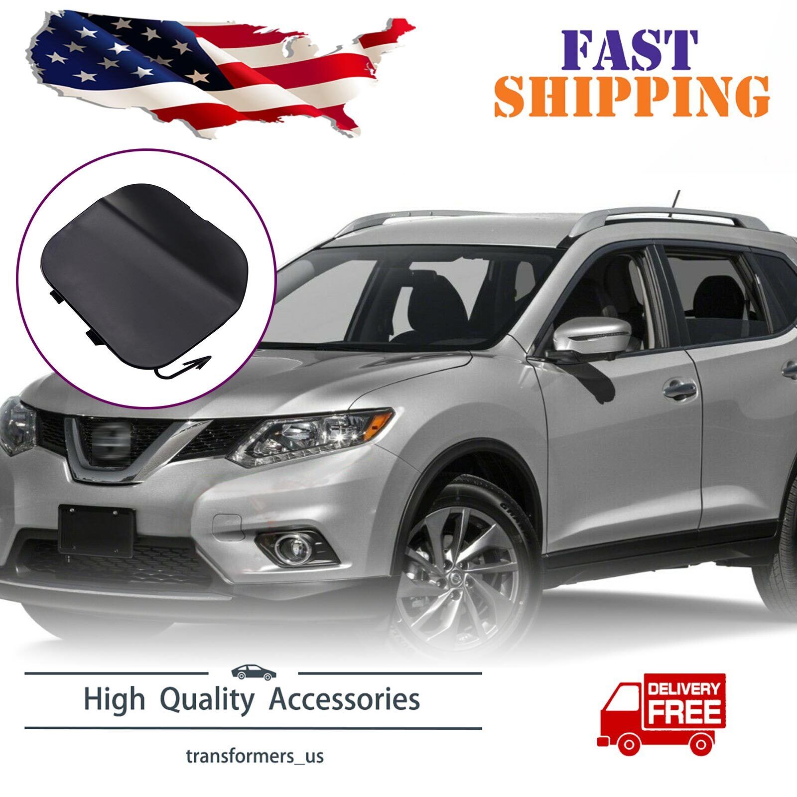 Front Bumper Tow Hook Cap Eye Cover For Nissan Rogue 2014 2015 2016 Front