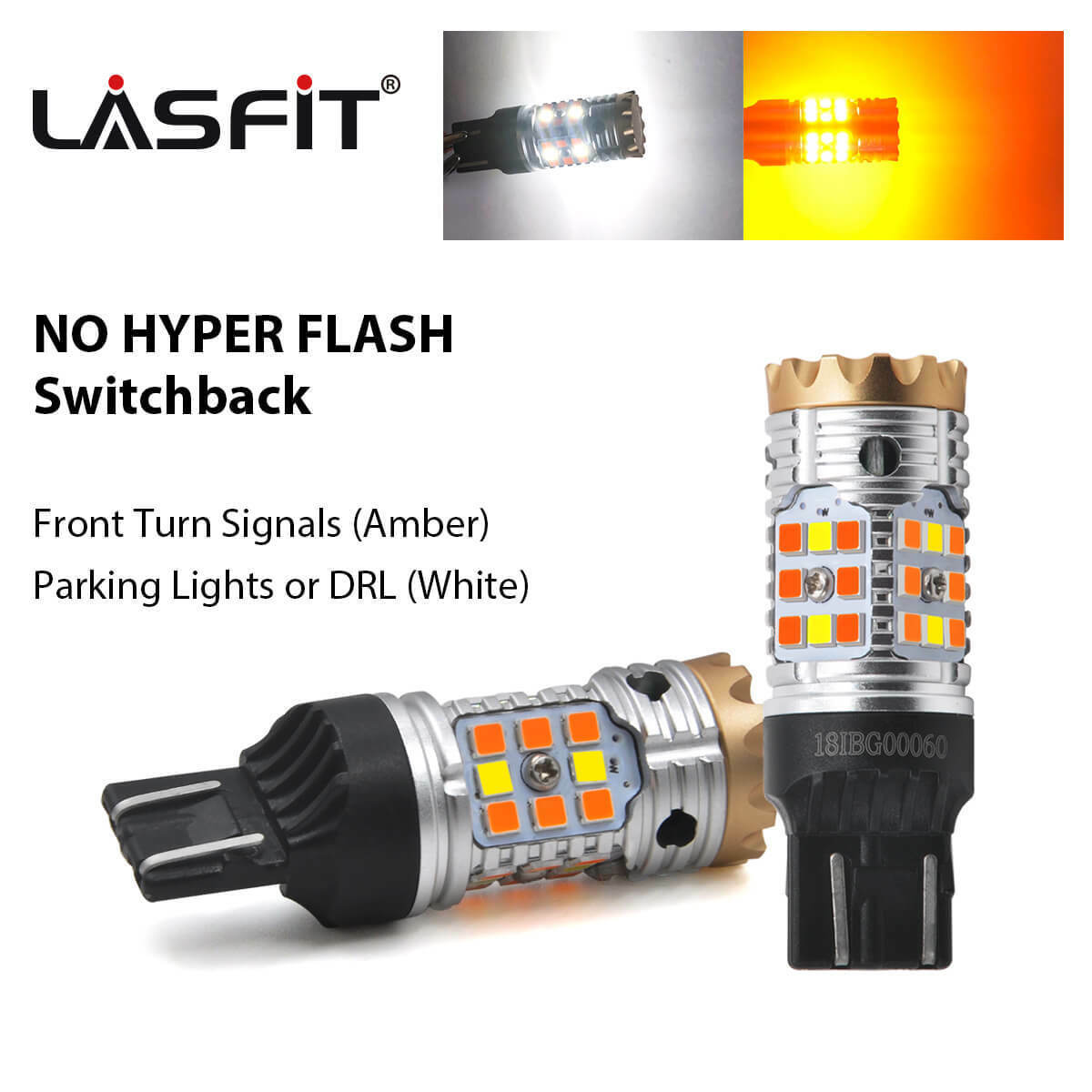 LED Turn Signal Parking/DRL Lights 7443 Switchback Amber White Anti Hyper Flash