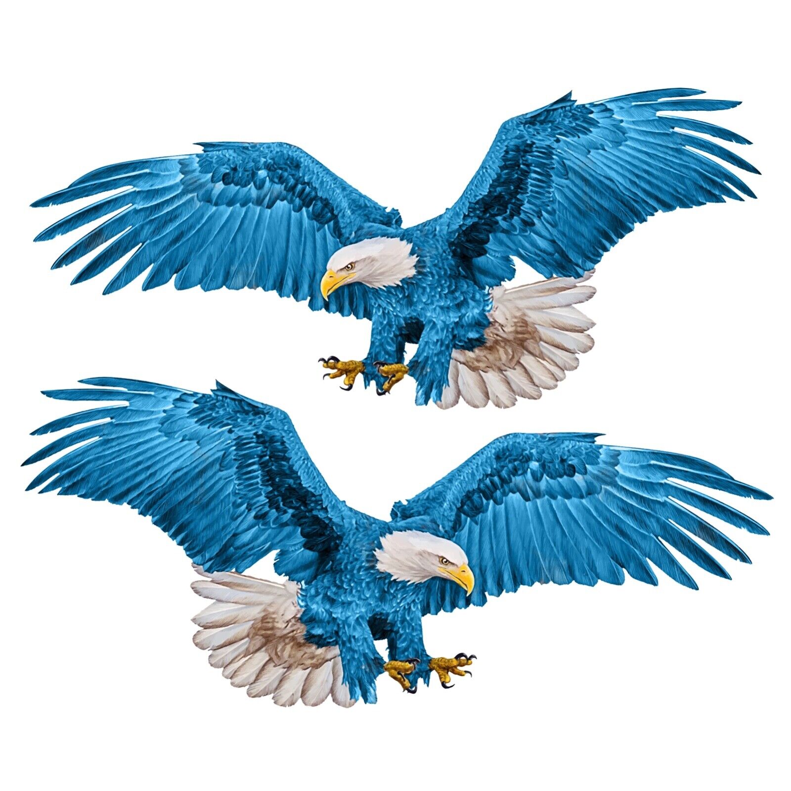 2 Pack Blue Soaring BALD EAGLE USA DECAL STICKER TRUCK VEHICLE WINDOW Realistic