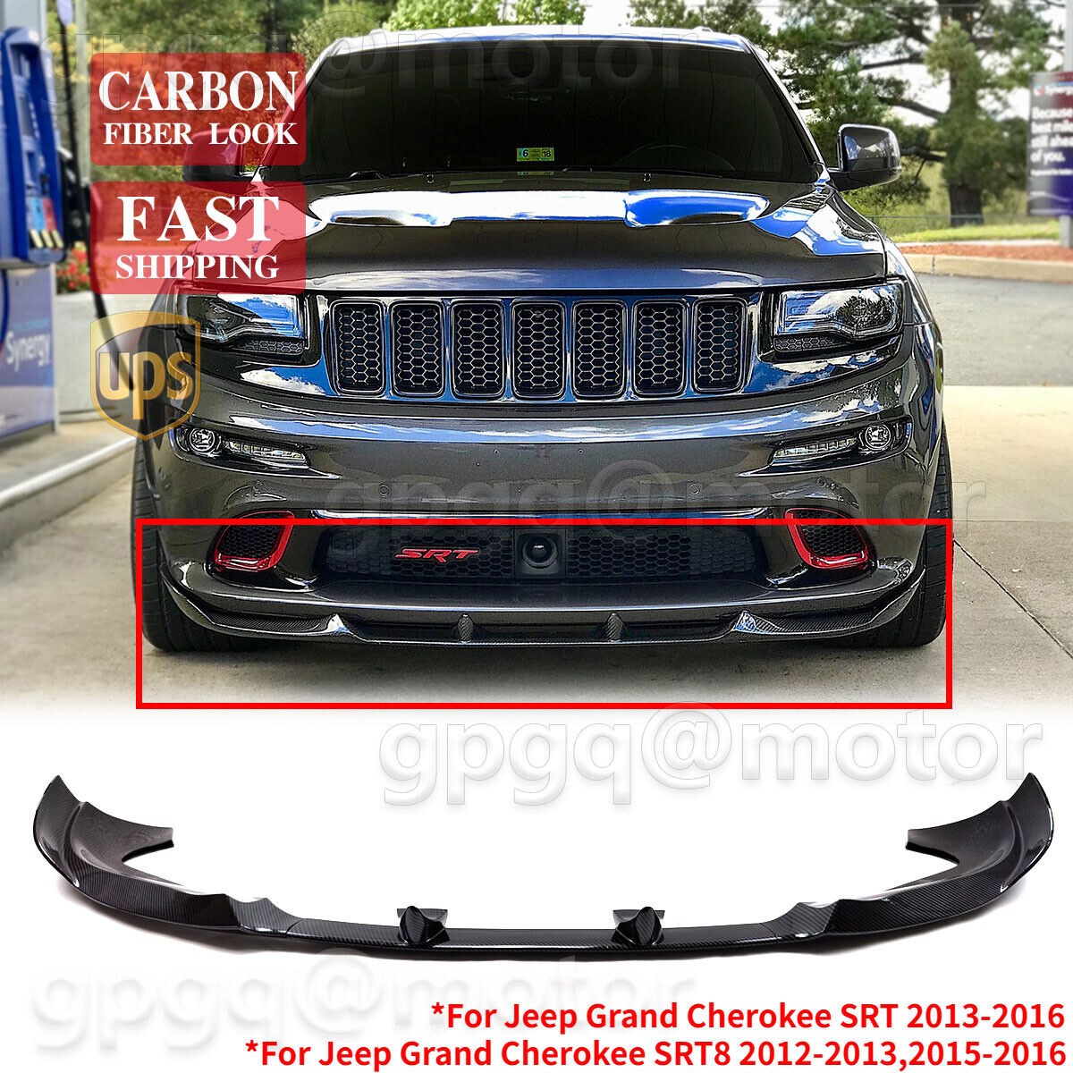 For Jeep Grand Cherokee SRT 13-18 SRT8 12-2016 Carbon Front Bumper Lip Splitter