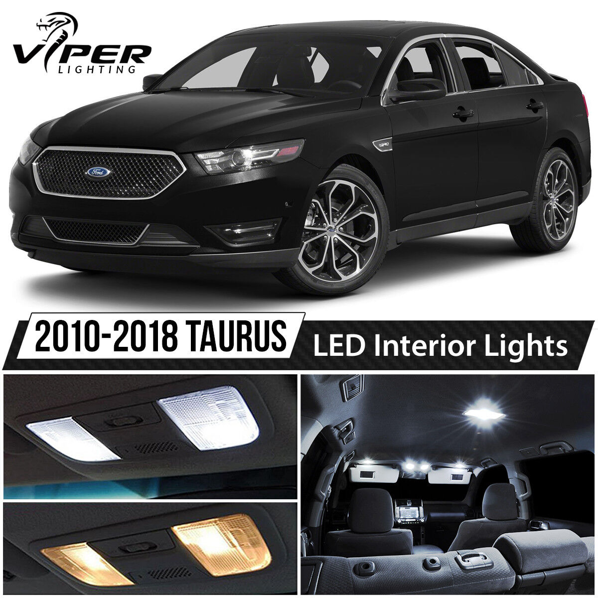 2010-2018 Ford Taurus White LED Lights Interior Package Kit SHO