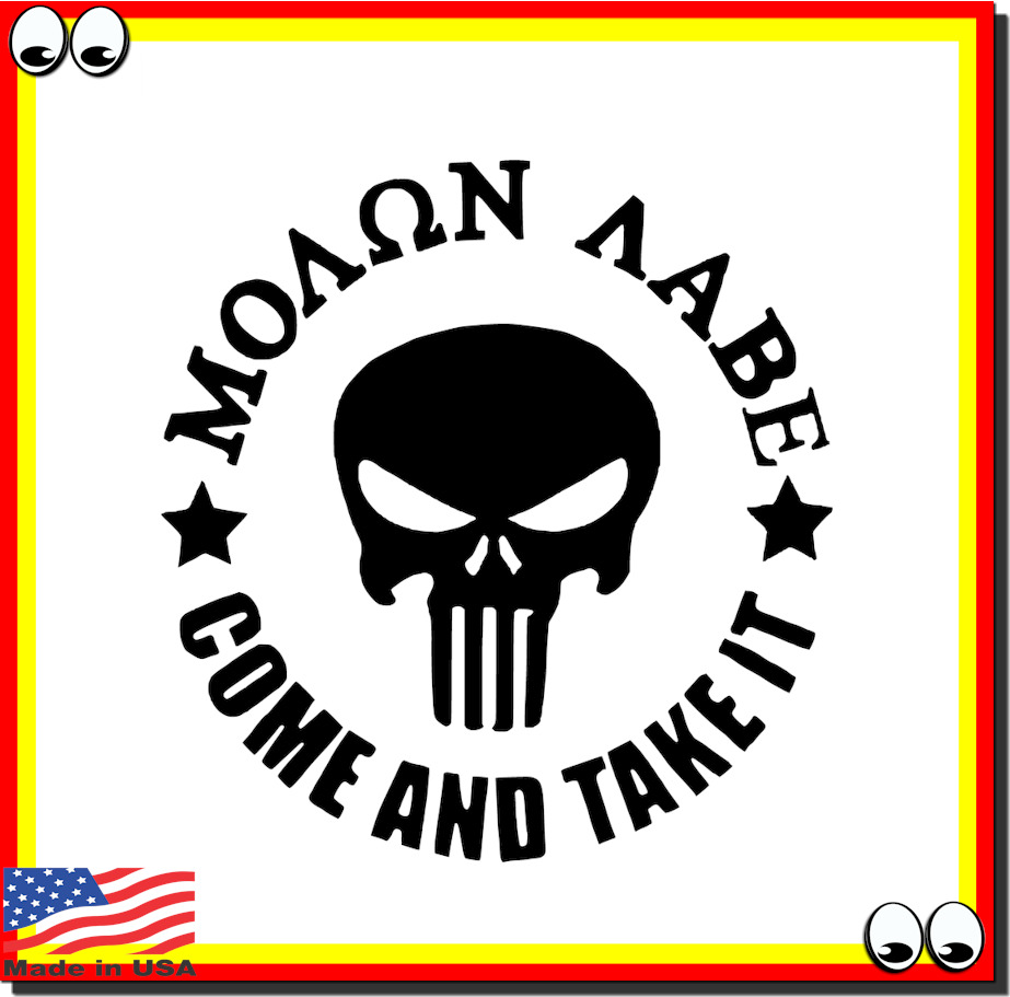 MOLON LABE Punisher Skull Logo Come And Take it Vinyl Cut Decal Sticker