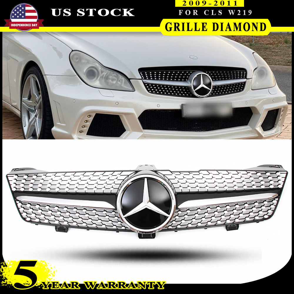 Diamond Style Grille For Mercedes Benz CLS550 CLS63 AMG W219 W/3D Emblem 2009-11