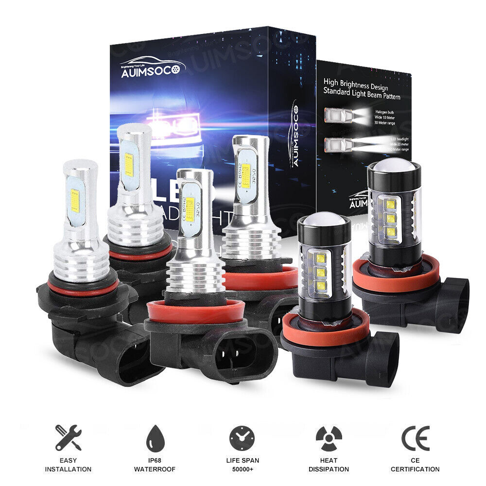 For Toyota Camry 2007-2014 LED Headlight Fog Light Bulbs Kit QG 6x Car Led Light