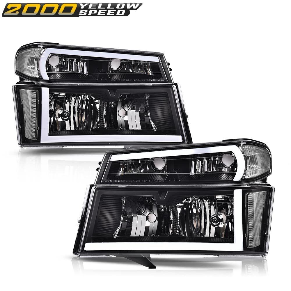 Headlights Assembly Fit for 2004-2012 GMC Canyon/Chevy Colorado Bumper Lights 4X