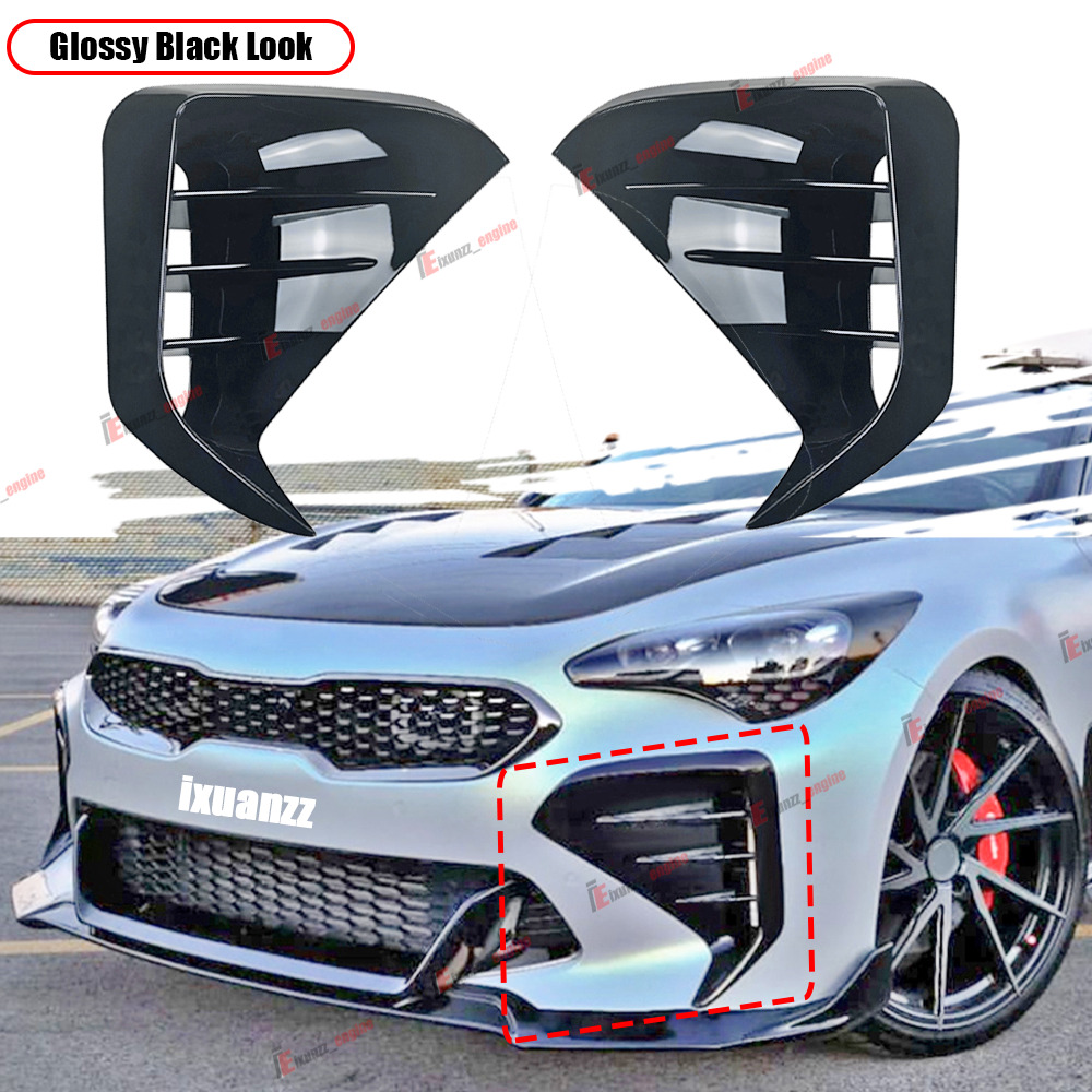 For KIA Stinger 2017-2023 Glossy Black Front Bumper Vent Hole Cover Body Kit