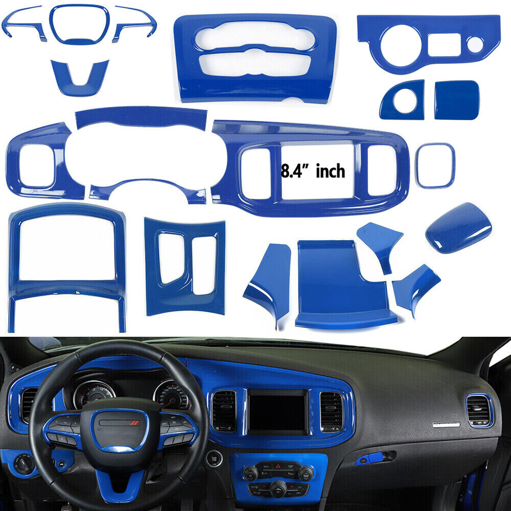 20x Blue Inner ABS Set Center Console Panel Cover Trim Kit for Dodge Charger 15+