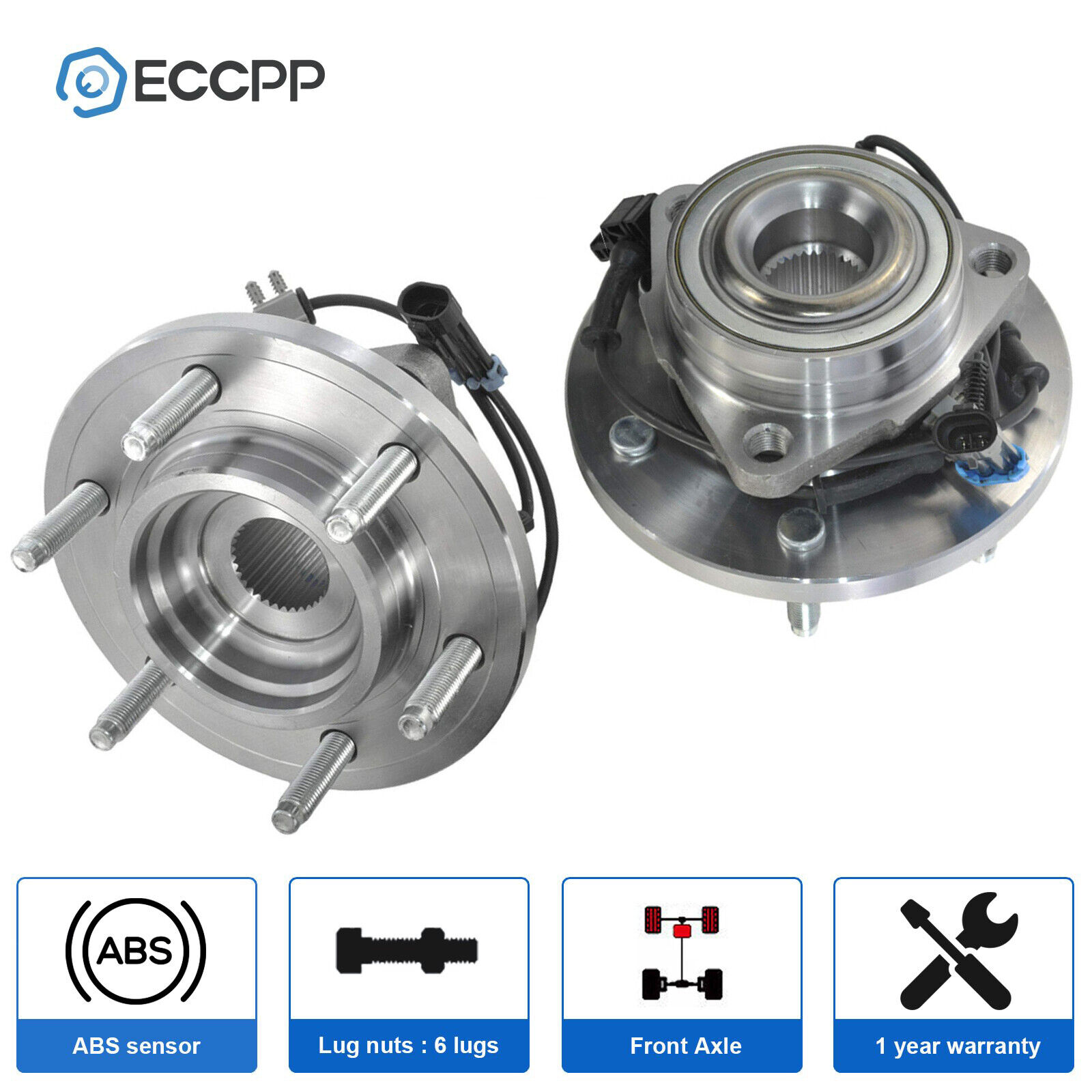 2Pcs Wheel Hub Bearings Front For 2006 2007 2008 2009 2010 Hummer H3 with ABS