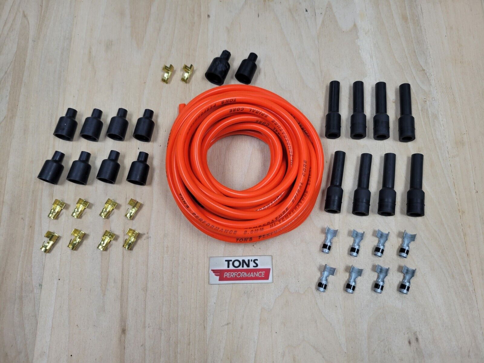 Ton's 8mm Universal Silicone 8mm Spark Plug Wire Kit Set DIY Wires v8 Orange