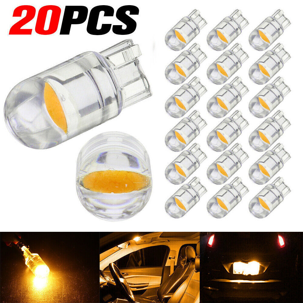 20x Yellow LED T10 194 168 W5W Car Trunk Interior Map License Plate Light Bulb