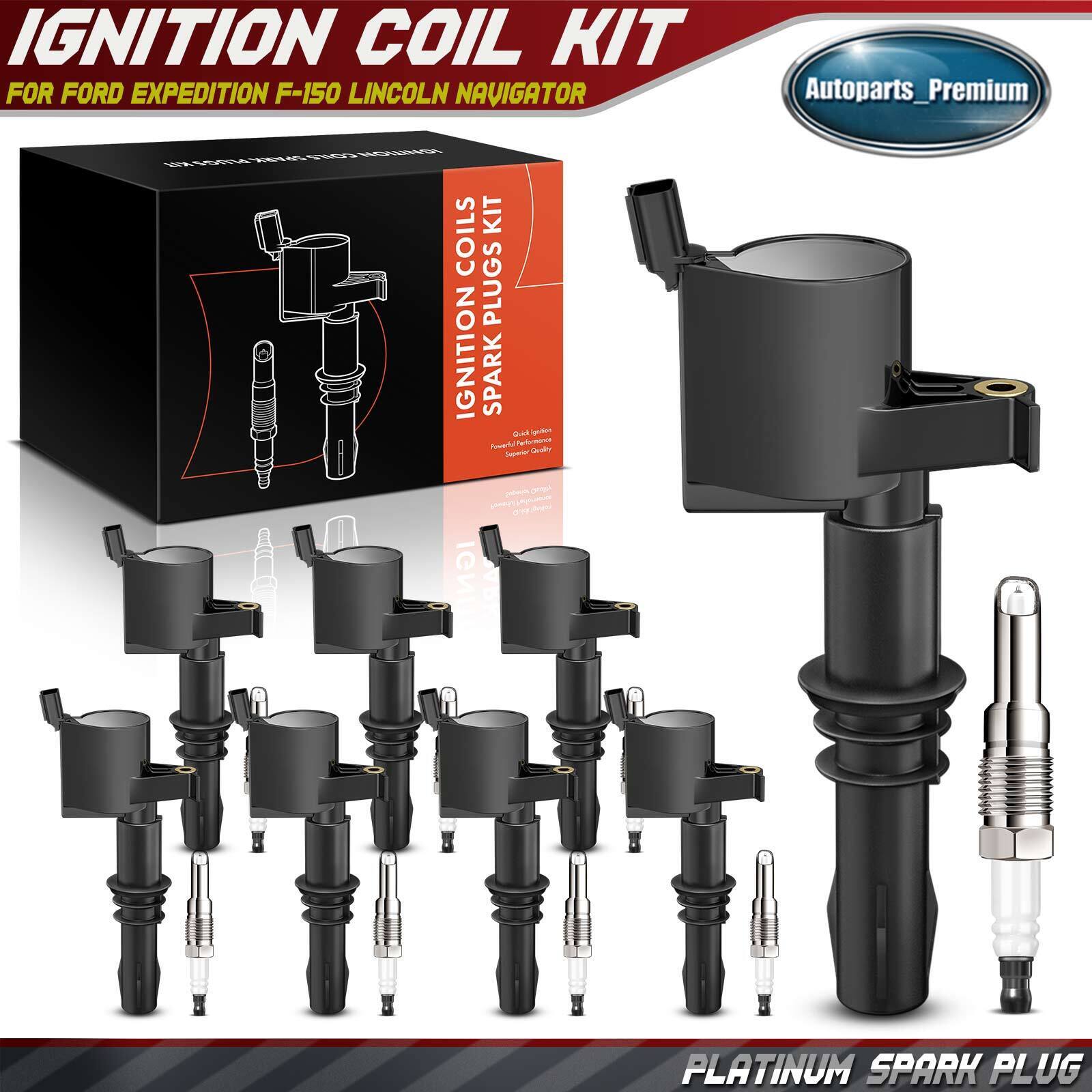 8x Ignition Coil & PLATINUM Spark Plug Kits for Ford F-150 Expedition 5.4L FD508