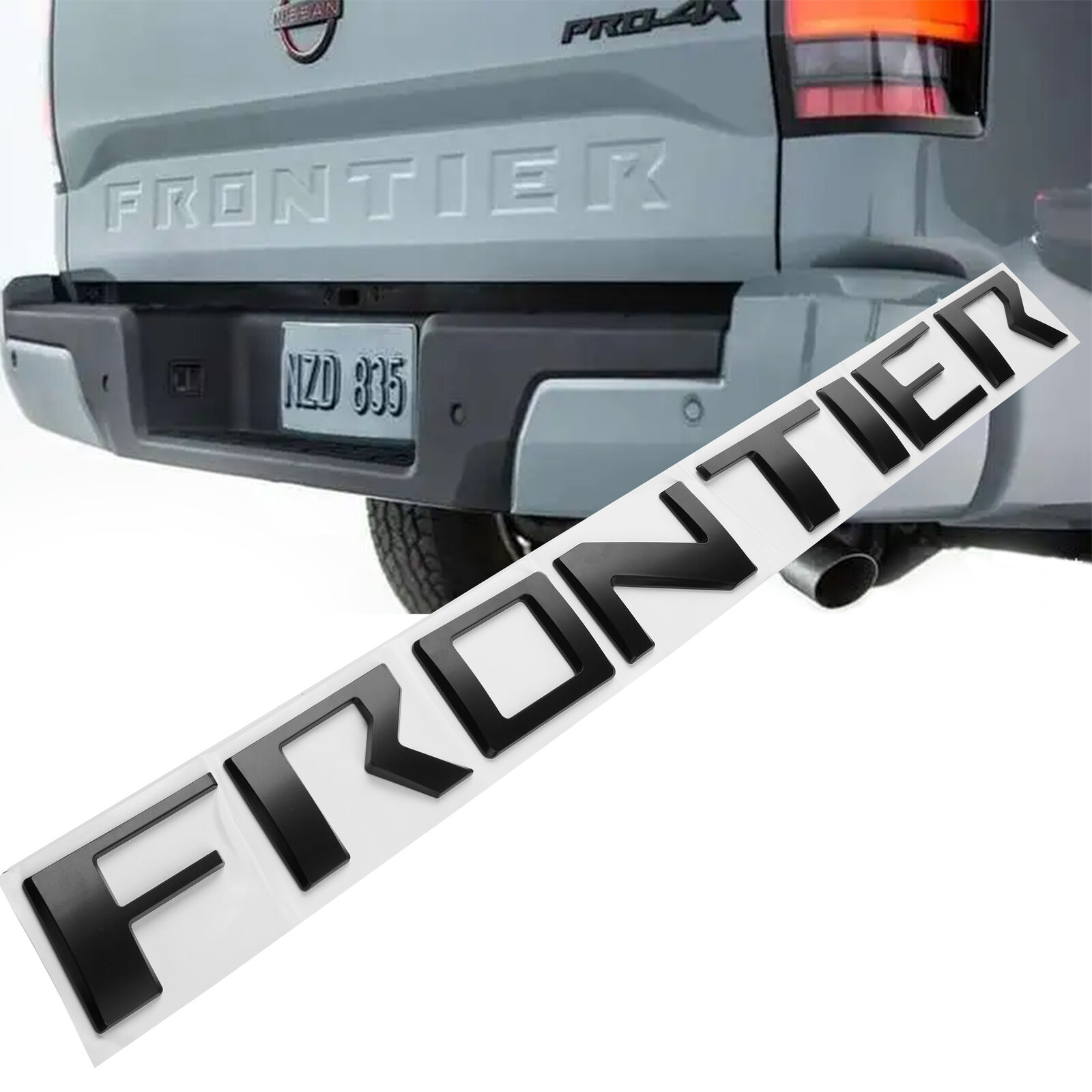 Matte Black Raised Rear Tailgate Insert Letters for 2022-2023 Nissan Frontier