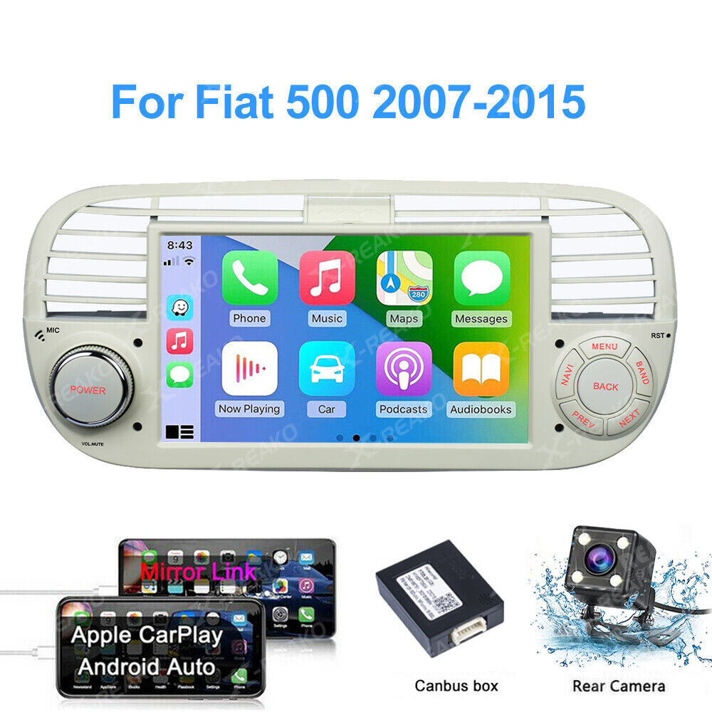 For Fiat 500 2007-2015 Android 13.0 Apple Carplay Car Radio GPS WIFI RDS +Camera