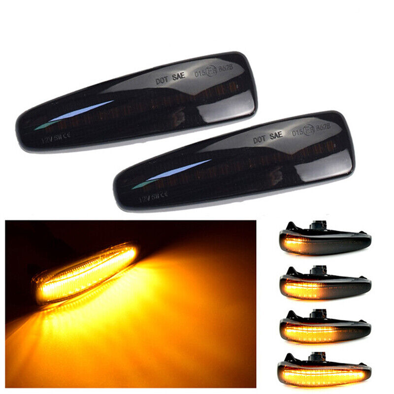 For Mitsubishi Lancer EVO X Mirage Black Lens Amber LED Signal Side Marker Light
