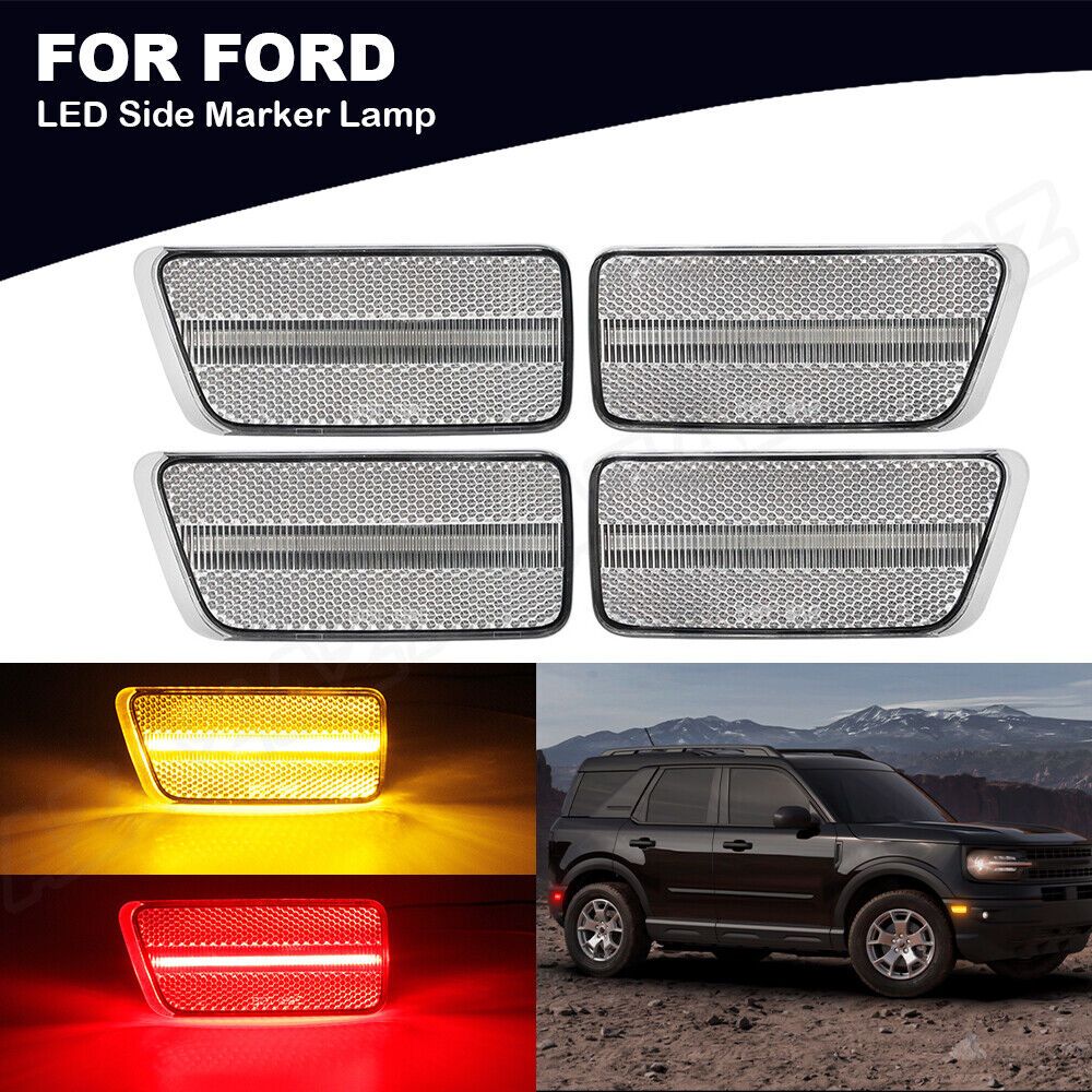 4PCS LED Bumper Front Side Marker Lights For Ford Bronco Sport Gen 6 2021-2024