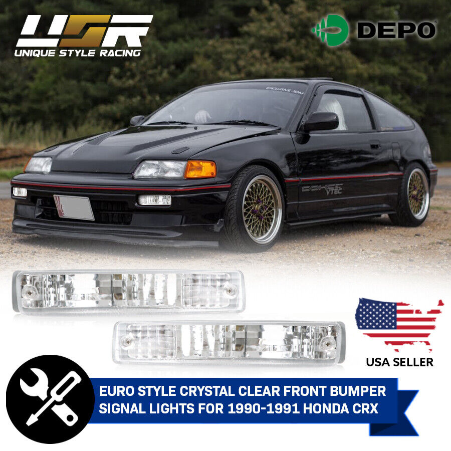 DEPO JDM Chrome / Clear Front Bumper Signal Lights For 1990-1991 Honda CRX CR-X