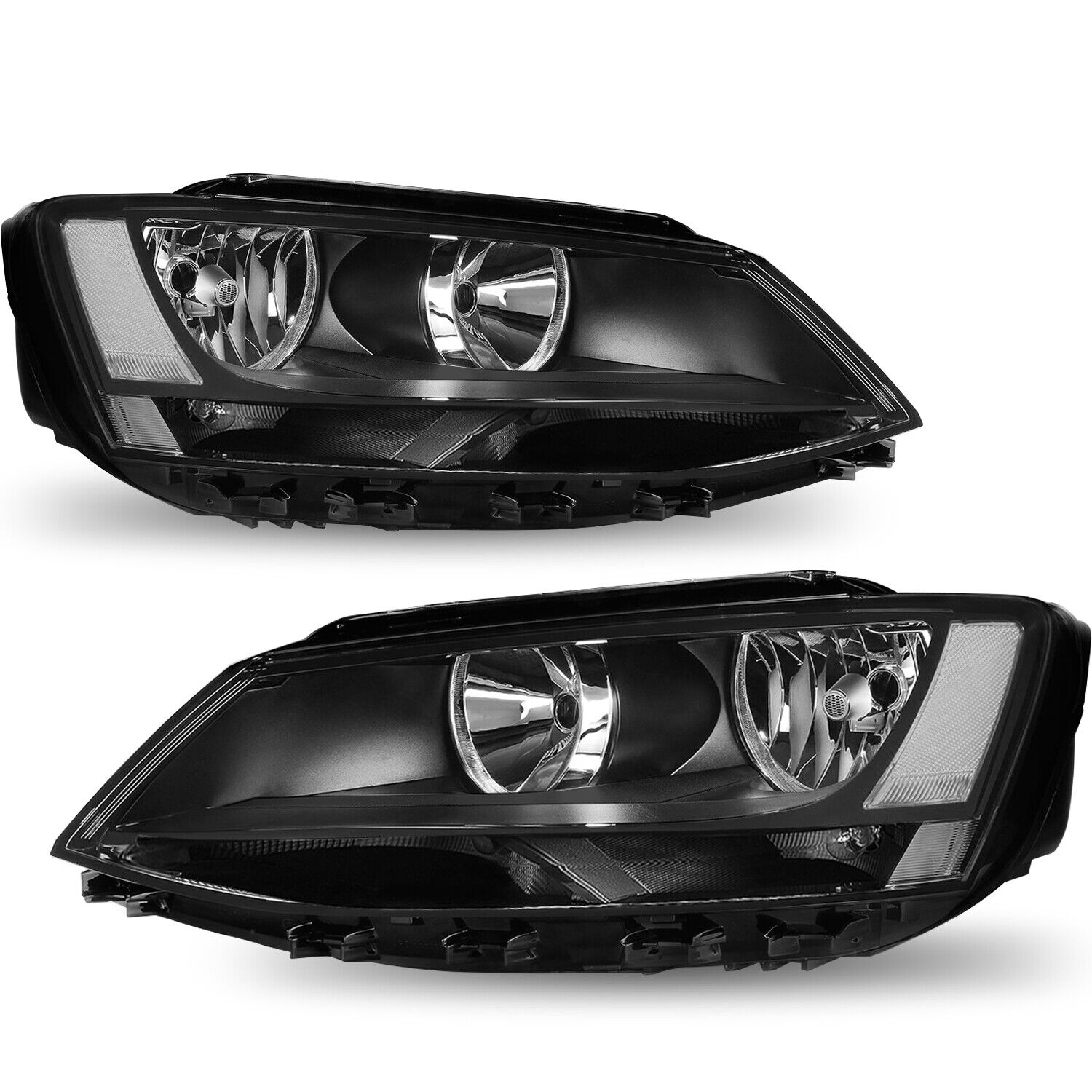 Black Factory Halogen Headlights Left+Right For 2011-2018 Volkswagen Jetta
