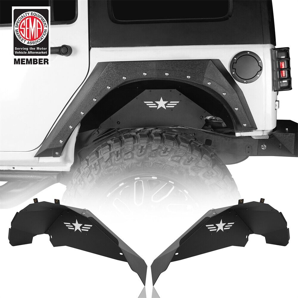 Fits 2007-2018 Jeep Wrangler JK Steel Rear Inner Fender Lines Armor Cover Pairs