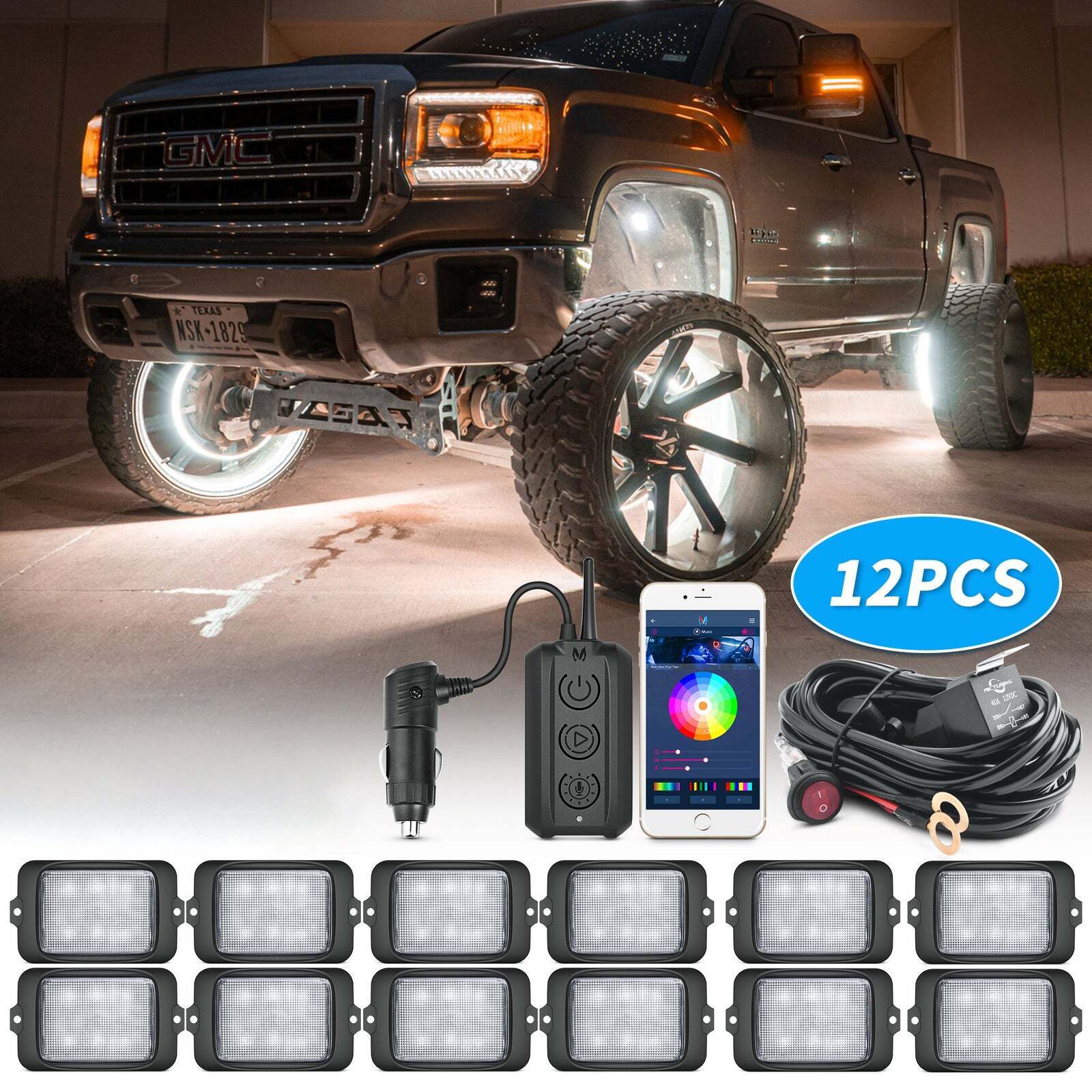 MICTUNING C3 12 Pod RGBW LED Rock Lights OffRoad Underglow Multicolor Neon Light