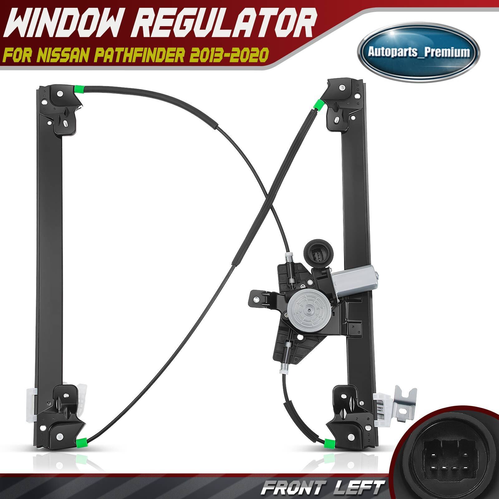 Power Window Regulator w/ Motor 6pin for Nissan Pathfinder 2013-2021 Front Left