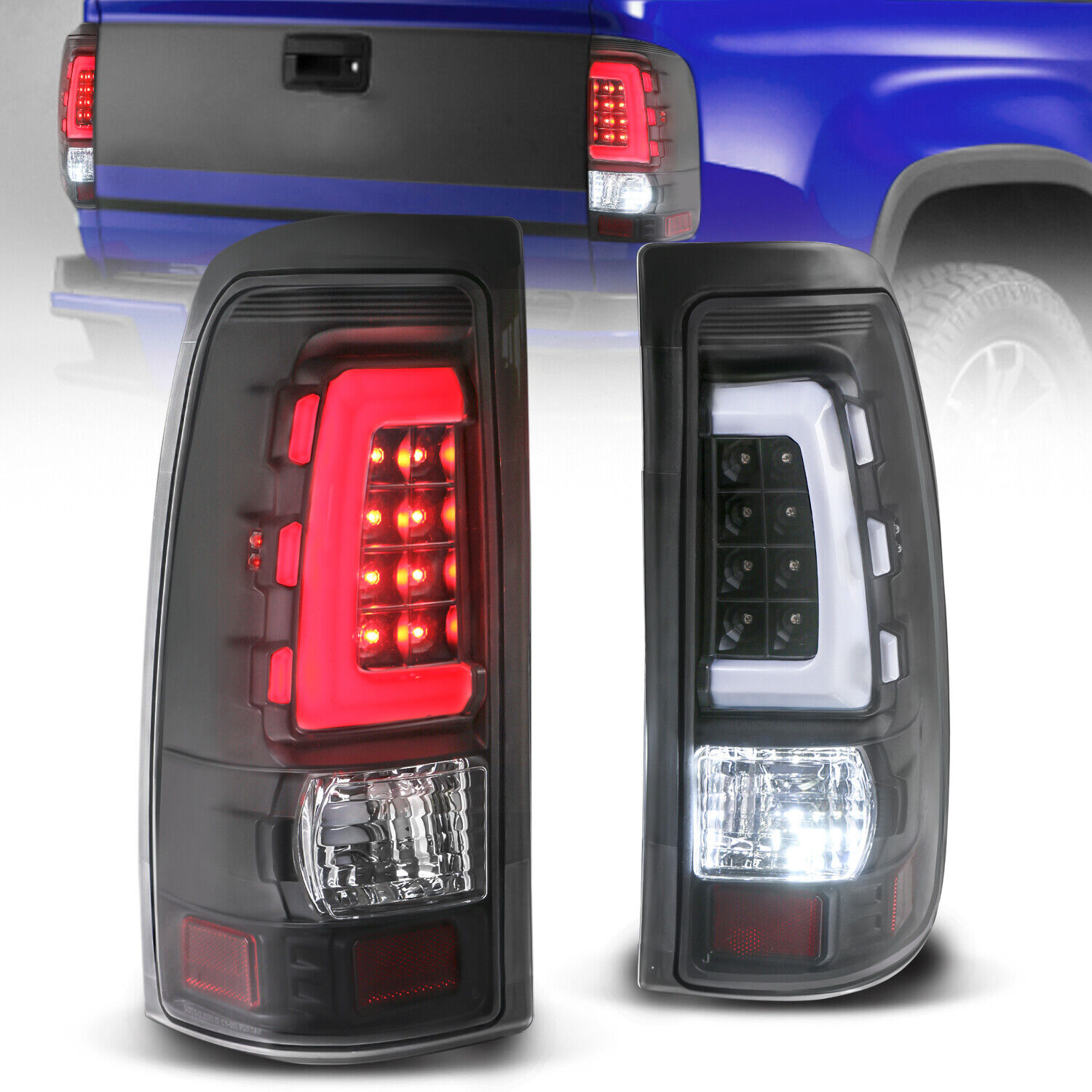 2PCS Clear LED Tail Lights Rear Lamp For 99-06 Chevy Silverado 99-02 GMC Sierra
