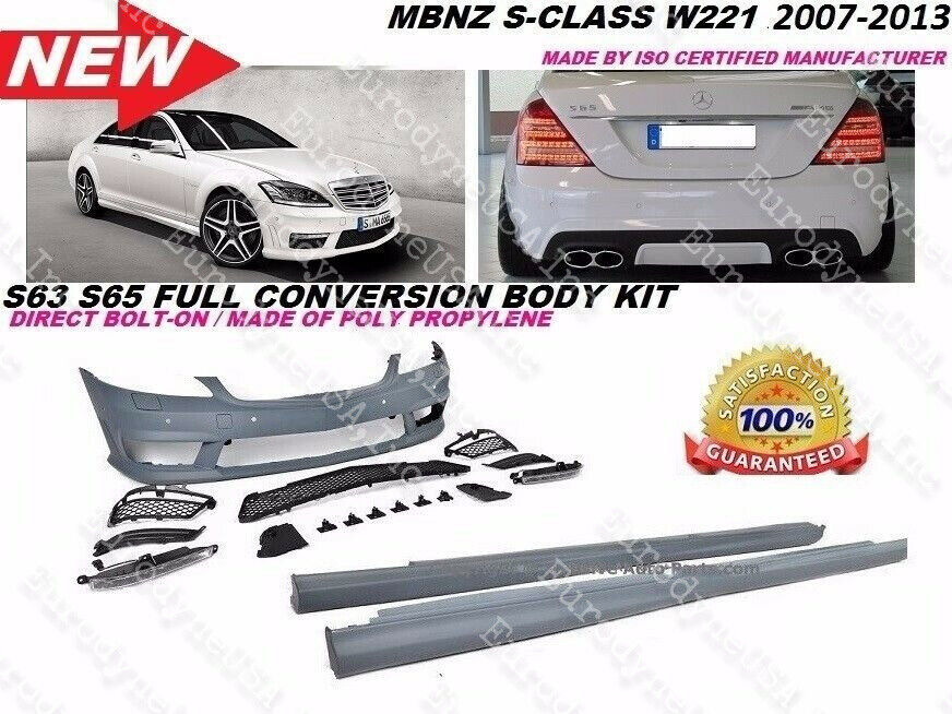 MB 07-13 W221 S-Class S65 S63 Amg Style Front Bumper Body Kit W Side Skirts Pdc 
