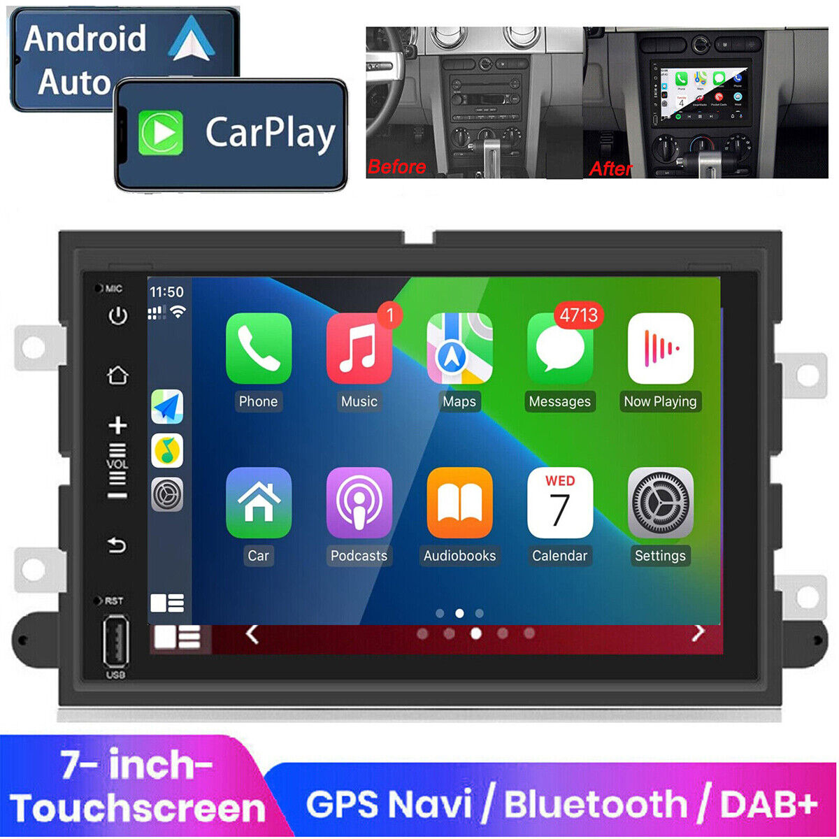 For Ford Mustang 2005-2010 Android 12 Car Radio Stereo Wireless Carplay GPS Navi