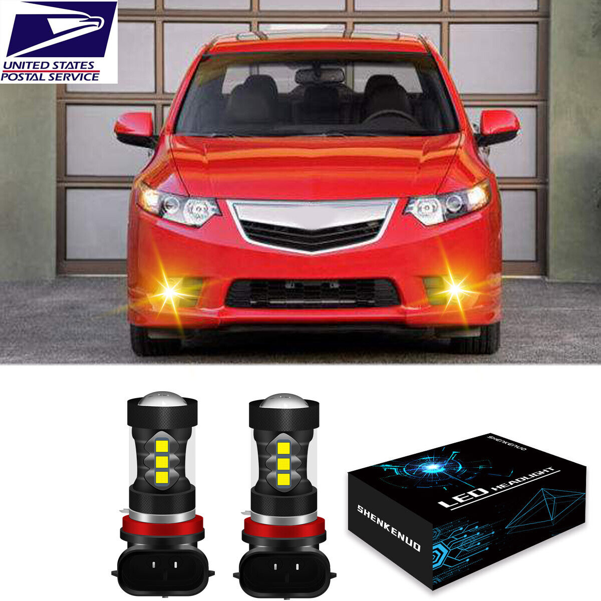 For Acura TSX ILX TL MDX RDX RL Golden Yellow H11 H8 LED Fog Driving Light Bulbs