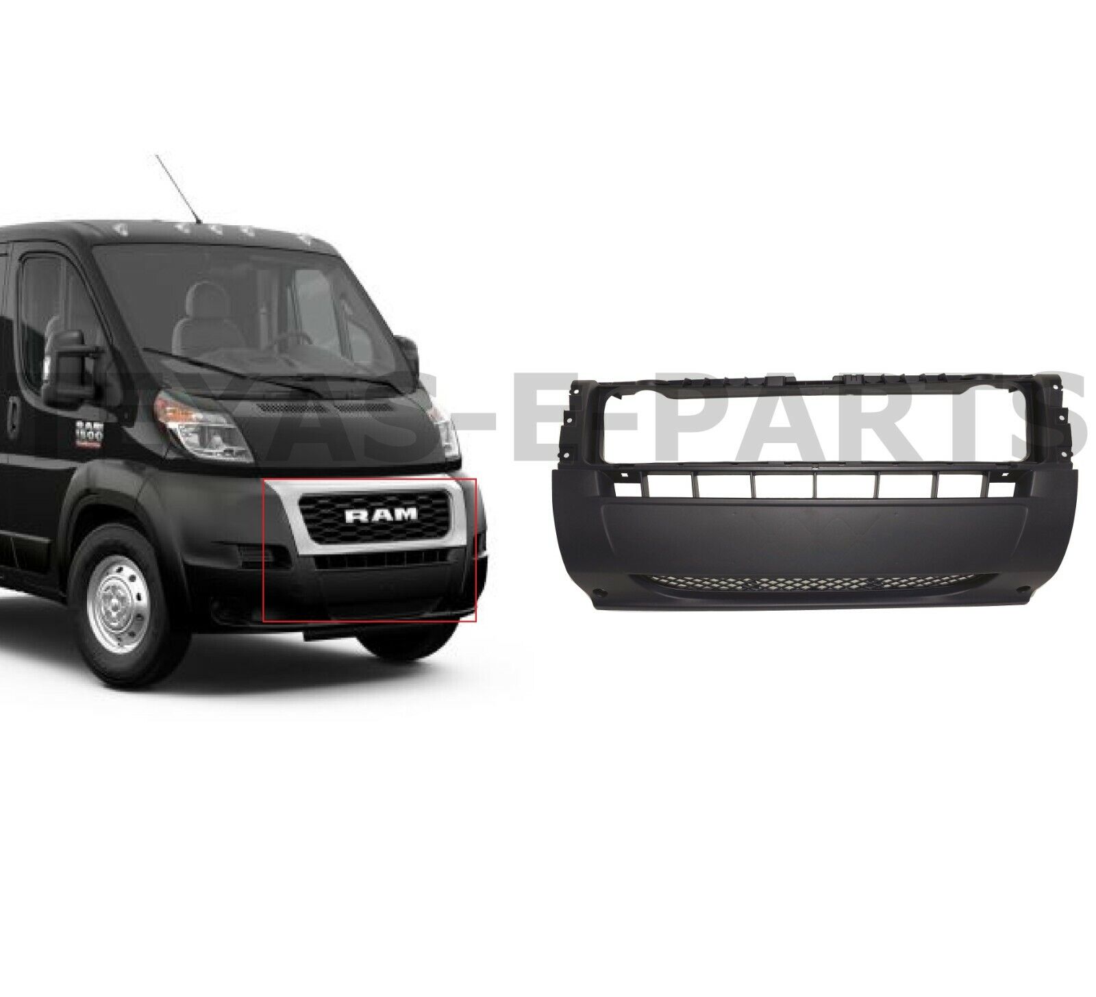 New Fits 2019-2022 Ram Promaster 1500-3500 Front Bumper Cover Center Lower Black