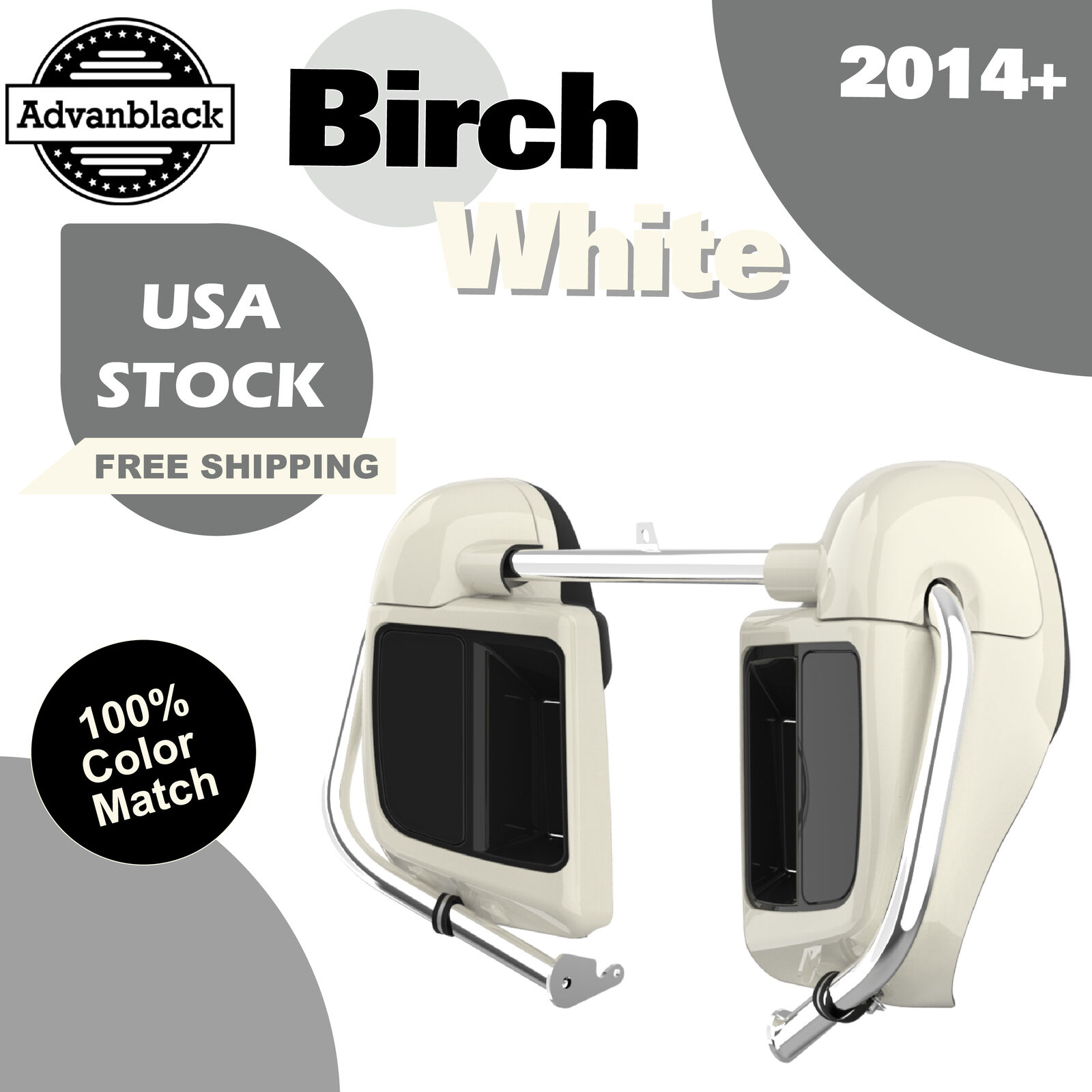 Birch White Lower Vented Fairings For Harley Street Road King  Electra Glide 14+