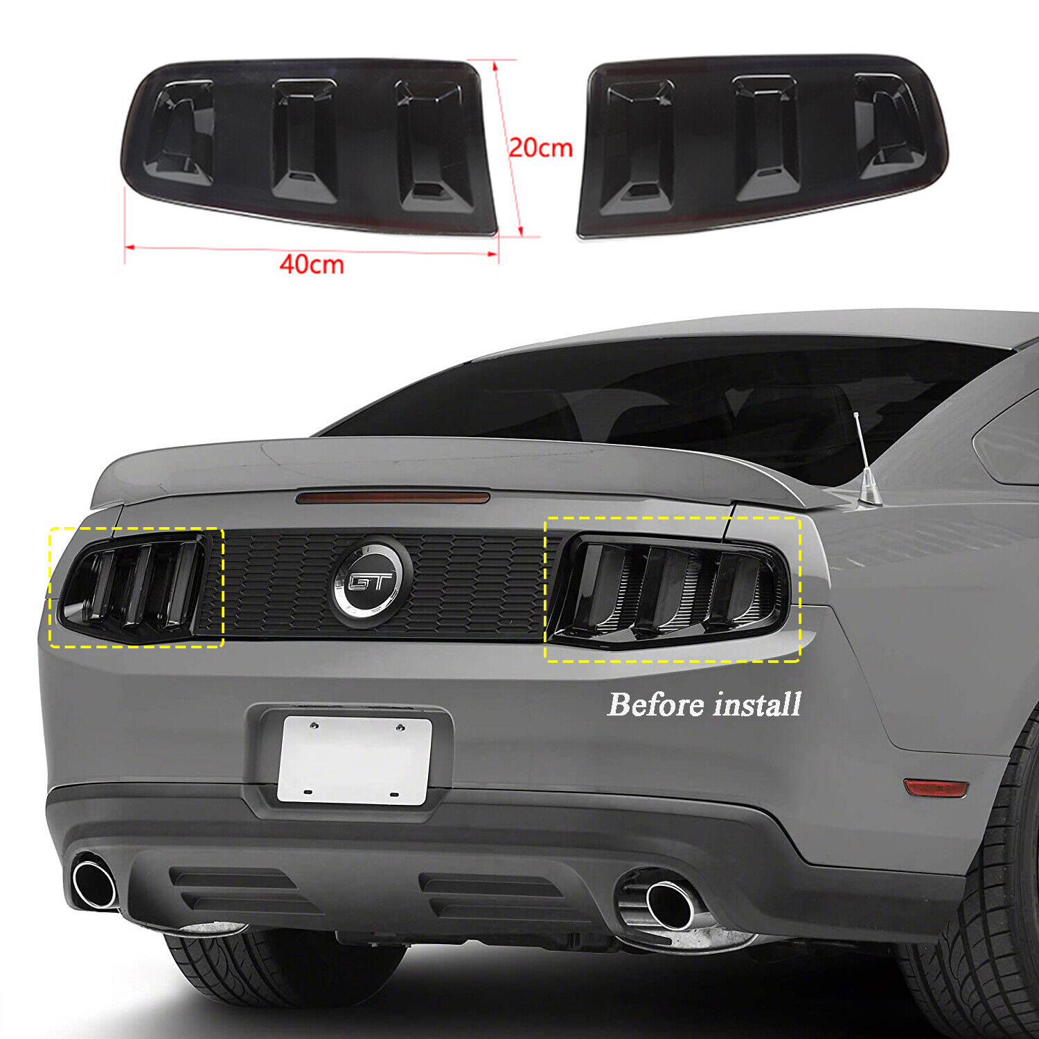 Smoked Black Tail Light Covers Rear Light Guards for Ford Mustang 2013 2014