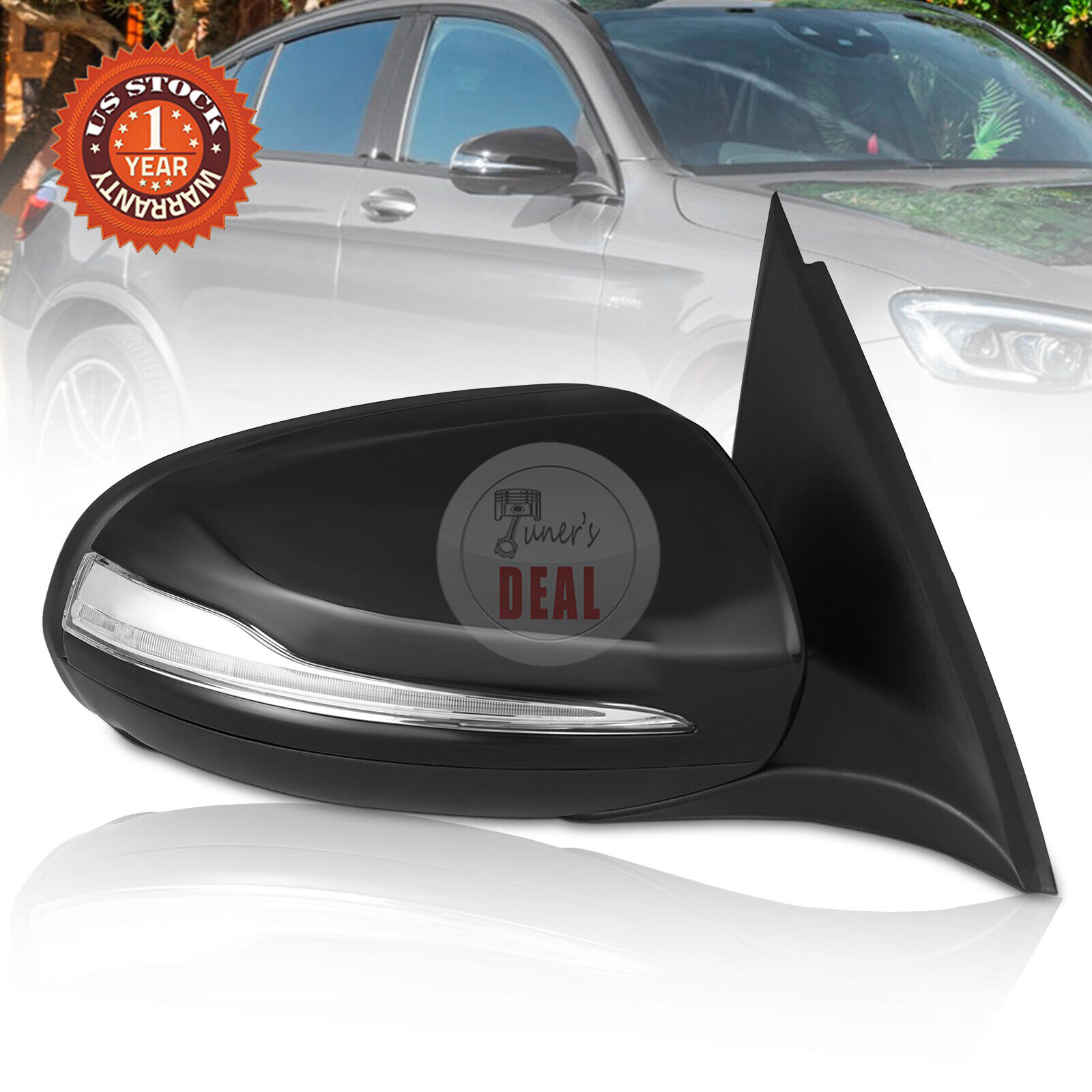 FOR 2017-21 Mercedes Benz GLC Class Gloss Right Side Mirror Heated W/Turn Signal