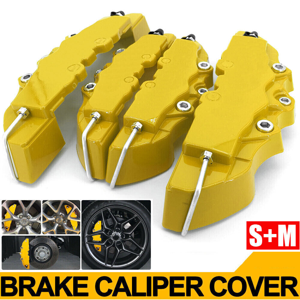 4PCS Yellow 3D Style Front+Rear Car Disc Brake Caliper Cover Brake Accessories