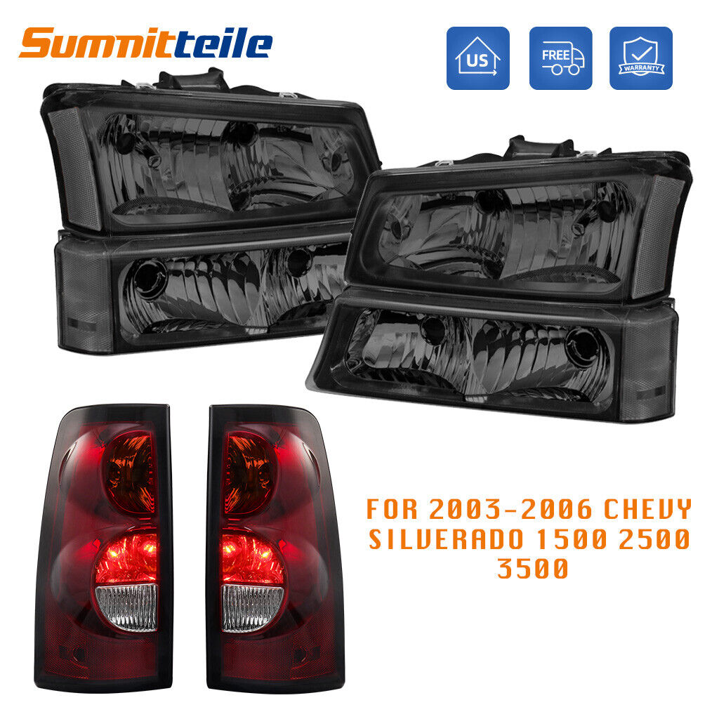 Black Headlights & Tail Light For 2003-2007 Chevy Silverado 1500 2500 3500HD