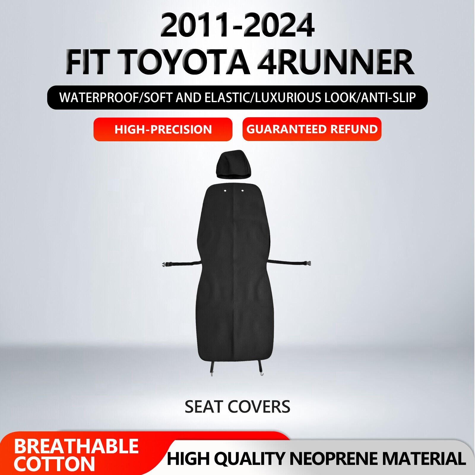 11-2024 Toyota 4Runner Black Neoprene Waterproof Front Seat Protector Seat Cover