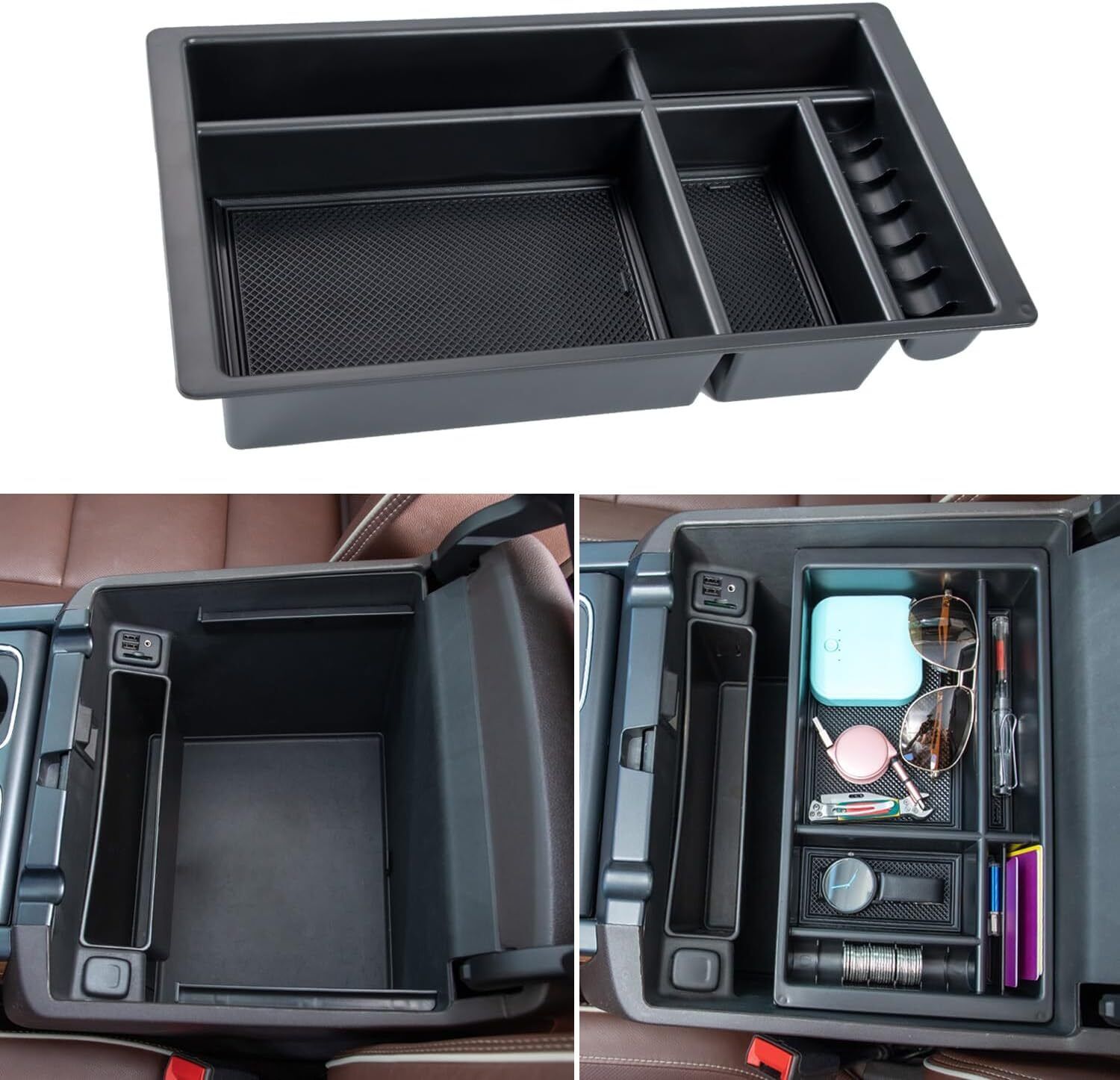 Center Console Organizer Suitable For 2015-20 GMC Yukon Chevy Tahoe Armrest Tray