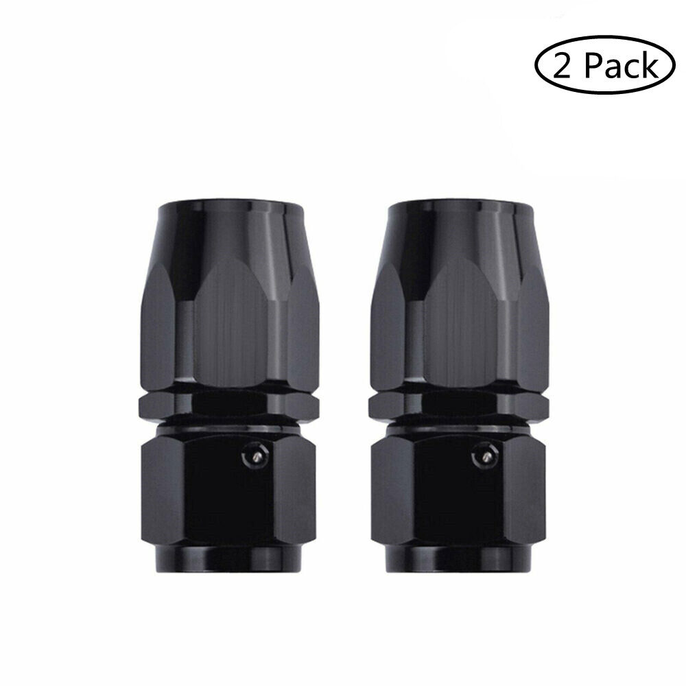 2Pcs Black Straight AN6-6AN Swivel Hose End Fitting Adaptor For Fuel