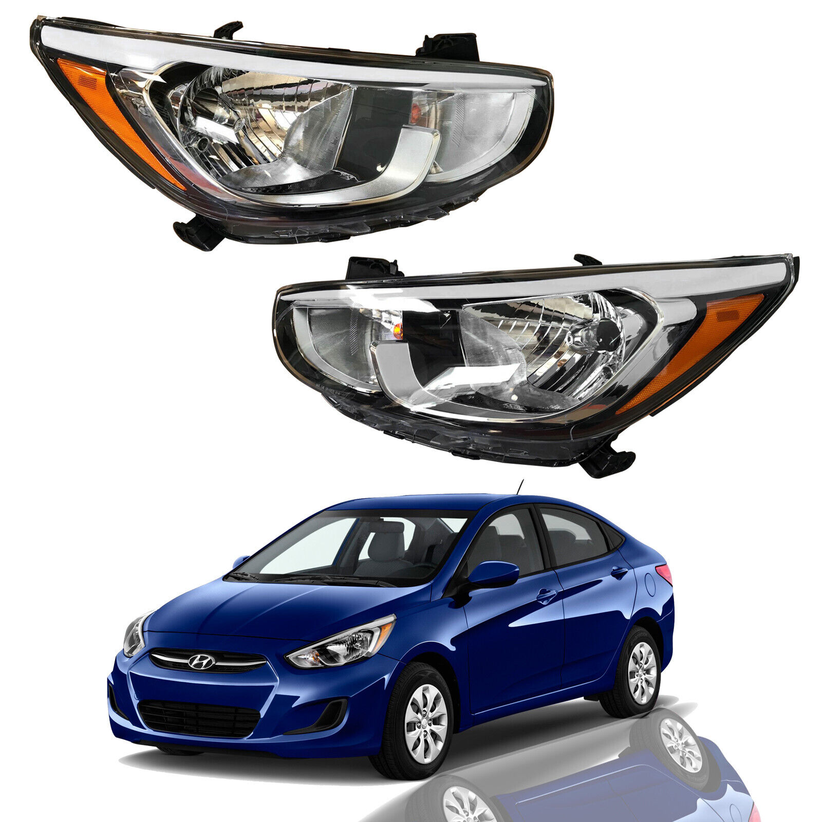 For 2015 2016 2017 Hyundai Accent Headlight Assembly Driver Passenger Left Right