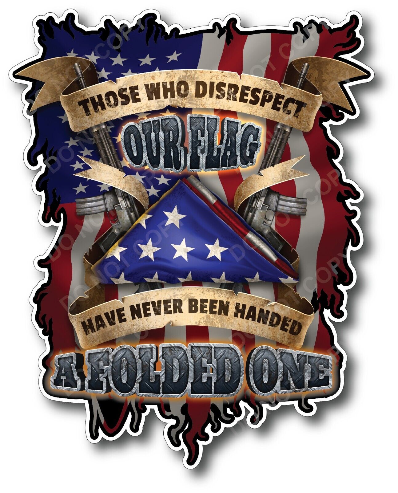 Never Been Handed Folded Flag Decal Sticker Cars Trucks Military Fallen Soldier