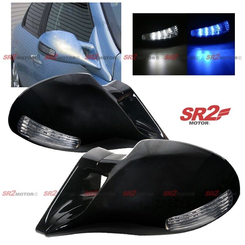 For 1994-2004 Chey S10 Blue White LED M-3 Style Manual Black Side Mirror LH RH